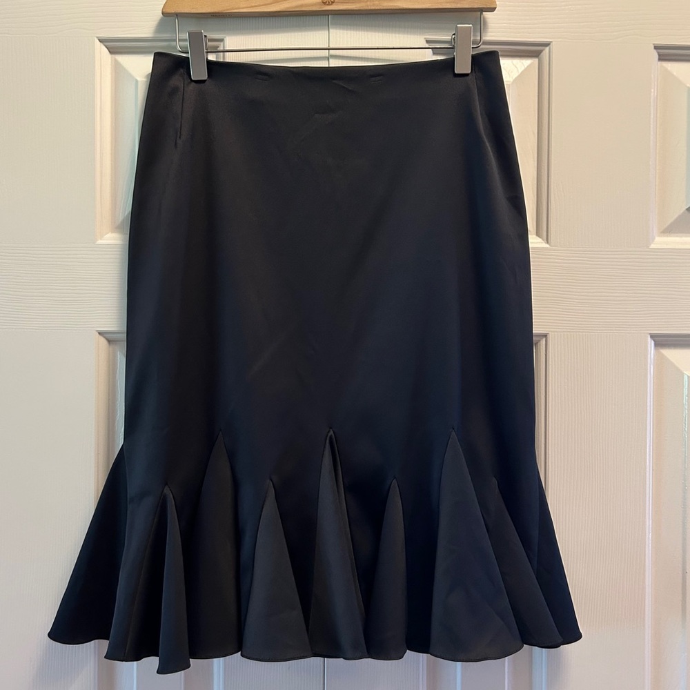 JS Collections Black Satin Trumpet Skirt
